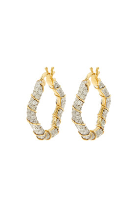 Twisted Hoop Earrings, 18k Yellow Gold & Diamonds